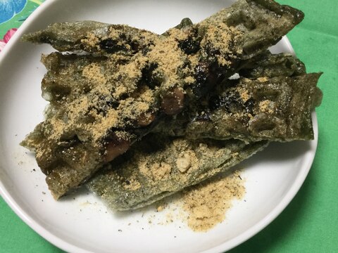 よもぎ餅と黒豆のワッフル